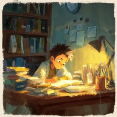 A young student studies late, preparing for a better tomorrow