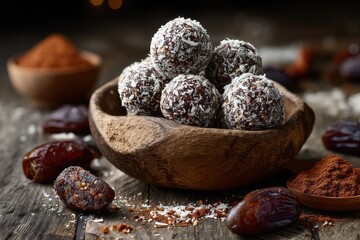 Energieballs Dattel Kokos Bällchen Vegan Snack Gesund Naschen Bliss Balls Superfood Rezept ohne Zucker Proteinbällchen Clean Eating Energiekugeln Meal Prep Snackidee Natürlich Süß Paleo