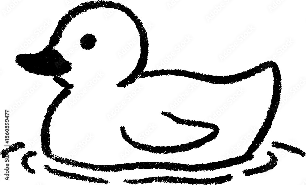 Poster charming sketch of a rubber duck with tilted head for playful design projects