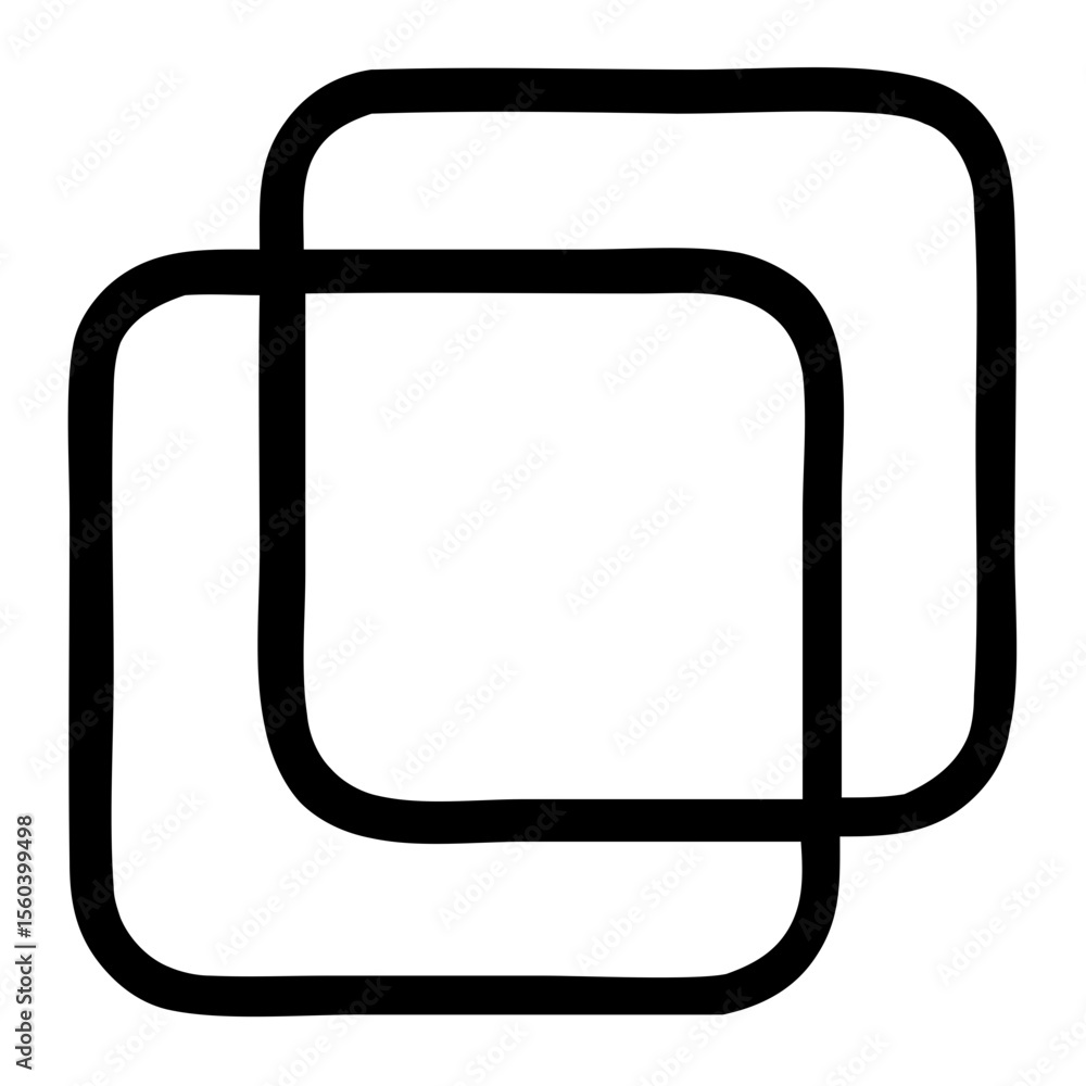 Poster minimalist outline overlapping rounded square shape element icon for user interface