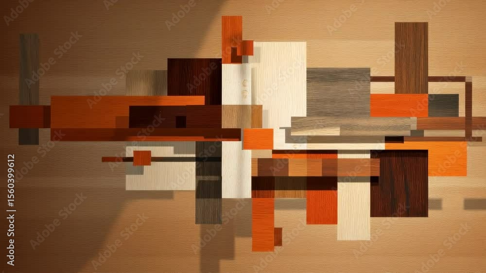 Aufkleber abstract geometric design with vibrant colors and various materials creating visual contrast and har