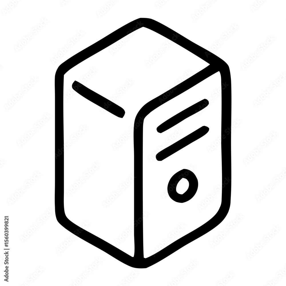 Aufkleber outline handdrawn server mainframe unit data center computer system icon