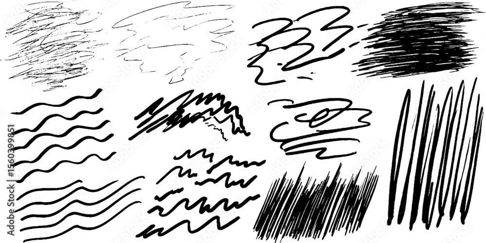 Poster abstract sketch with scattered dot and scribble textures for creative design