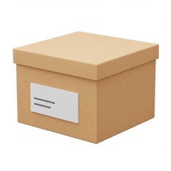 Brown Cardboard Box with Blank Label
