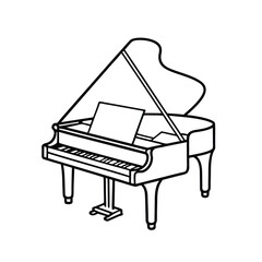 Minimalist Single Line Drawing of a Grand Piano - Musical Instrument, Classical Music, Concert, Performance Vector Outline