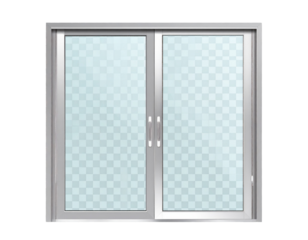 Modern glass sliding door with a transparent background
