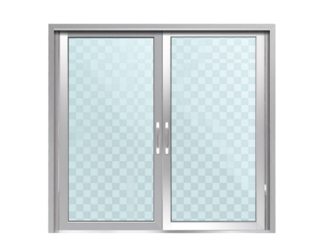 Modern glass sliding door with a transparent background