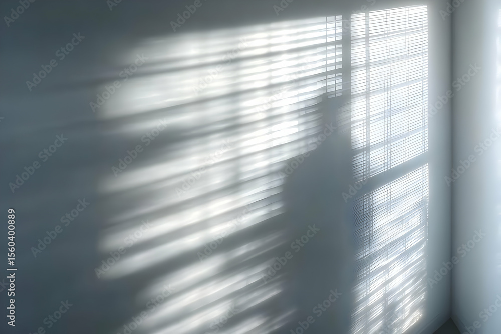 Poster a soft play of shadows and light across a wall, evoking feelings of tranquility and reflection in an