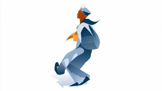 Abstract representation of a sailor with geometric shapes and a modern artistic style