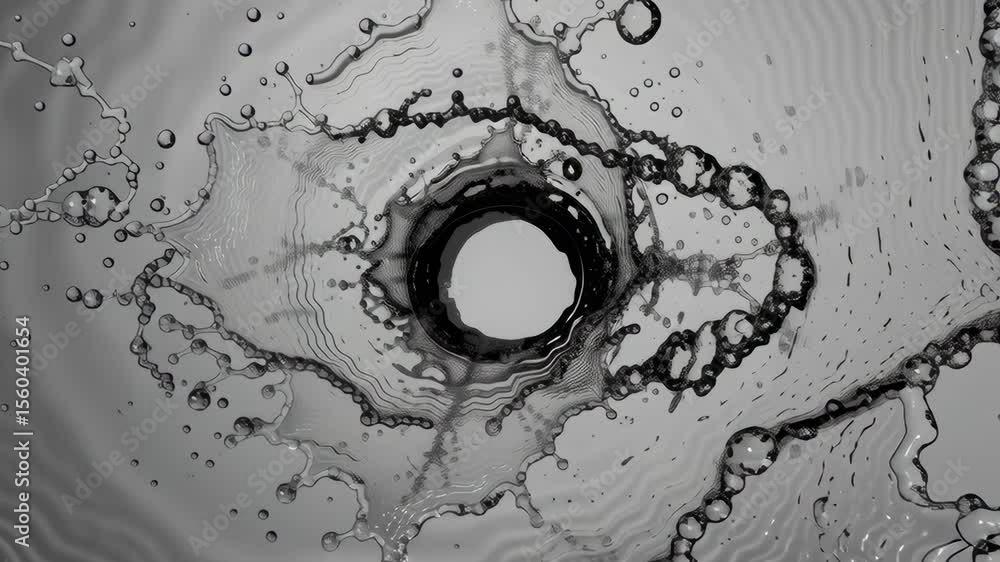 Aufkleber dramatic water splash creating circular ripple effect on gray background with abstract aesthetic app