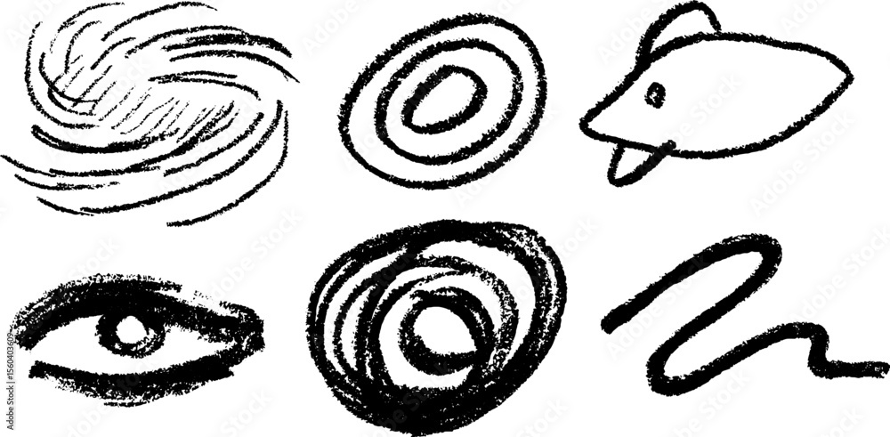 Aufkleber hand-drawn splash wave and ripple circle in monochrome design