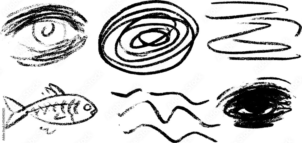 Aufkleber Dynamic wave and ripple circle sketch in grunge style for creative designs