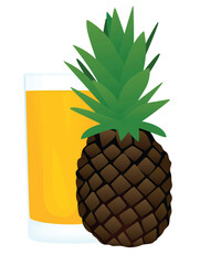 Pineapple juice with whole pear and a half , vector	
