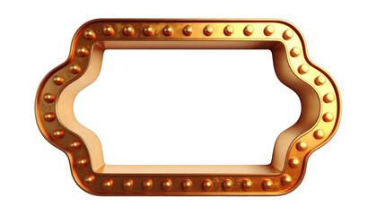 A gold framed sign with a lot of dots on it. The sign is rectangular and has a shiny, metallic appearance