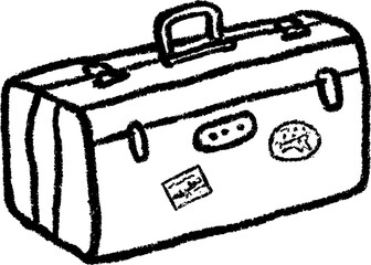Travel suitcase with stickers sketch for creative design and vacation concepts