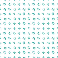Seamless Pattern of Teal Leaves on White Background
