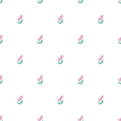 Seamless Floral Pattern With Pink Flowers on White Background