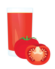 Tomato juice with a whole tomato, vector	