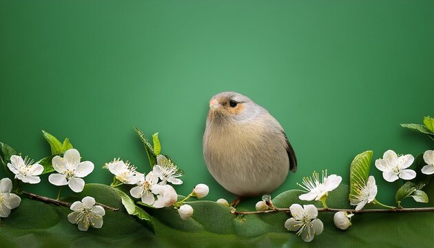 le printemps arrive sur fond vert