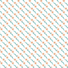 Seamless Pattern Featuring Delicate Flowers With Green Stems on White Background