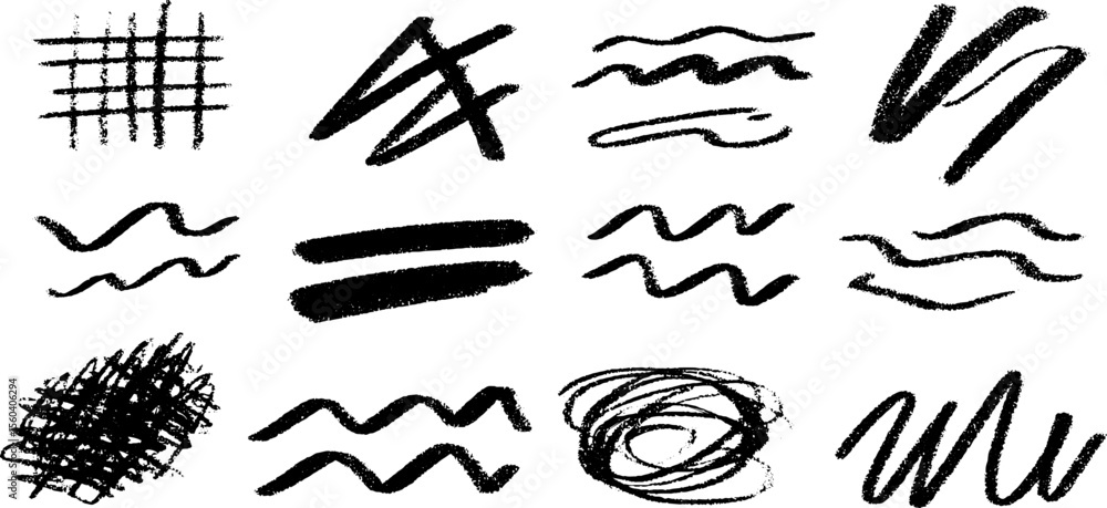 Poster abstract sketch of cross grid and dot scatter with brushstroke variations