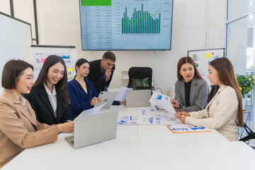 Teamwork is achieving greatness together, group of business colleagues having a brainstorming...