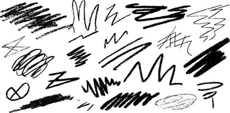 Abstract chaotic scribbles and jagged lines art with rough textures for creative designs