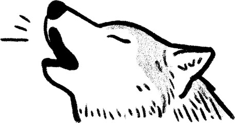 Wolf howling sketch art for creative design projects