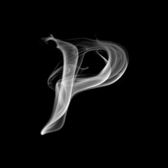 Fototapeta premium Letter P Elegant Smoke Letter Overlays in JPG Format for Creative Designs and Visual Effects with Ethereal Mood and High Resolution Transparency