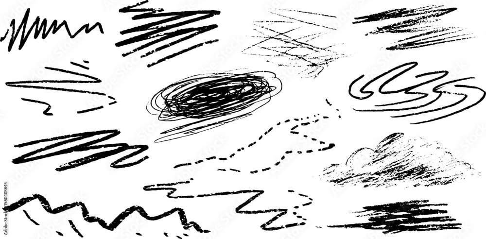 Poster creative sketch of zigzag and dotted path with scribbles for artistic design
