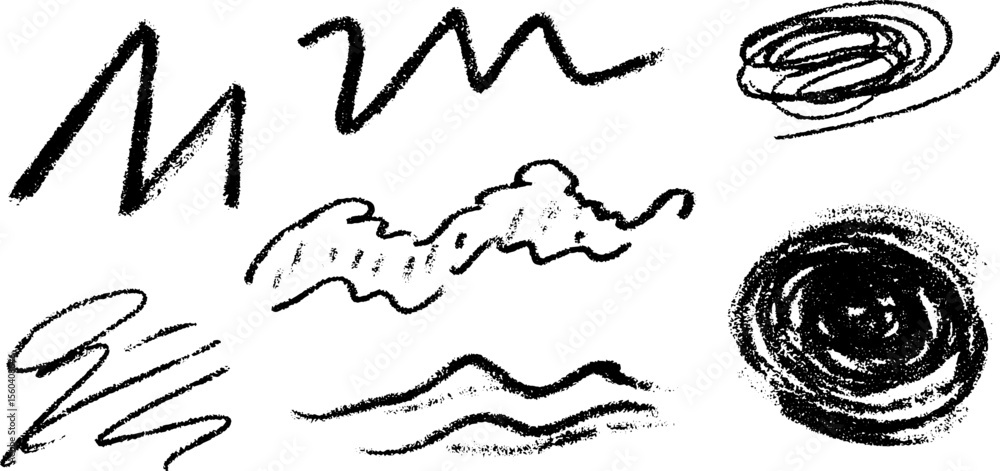 Poster abstract sketch with zigzag scribbles and dotted path for creative design and craft projects