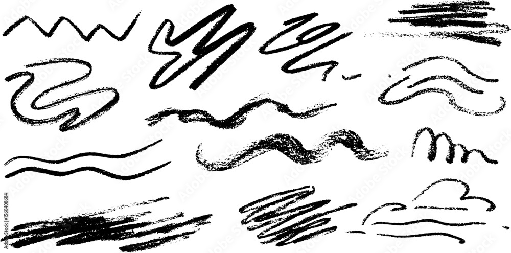 Poster artistic sketch of zigzag scribbles and dotted paths