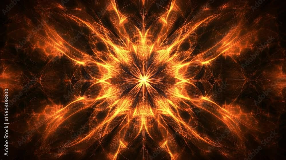 Poster fiery fractal animation: a mesmerizing display of radiant energy and intricate patterns