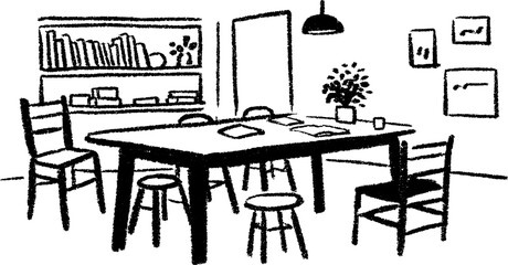 Artistic studio sketch with canvas and creative chaos for design and inspiration