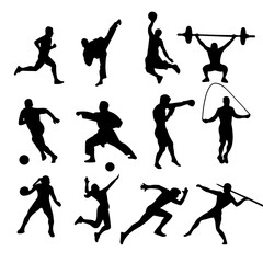 Silhouette of People Doing Various Sports Activities