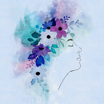 flower crown girl - 100x100 cm - 150dpi