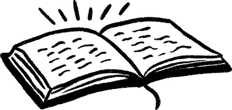 Open dictionary sketch with bookmark highlighting knowledge and learning