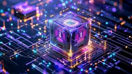 Obraz premium Exploration of AI technology in a high-tech environment.