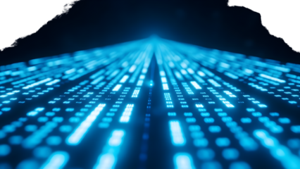 Glowing Blue Digital Grid isolated on a transparent background