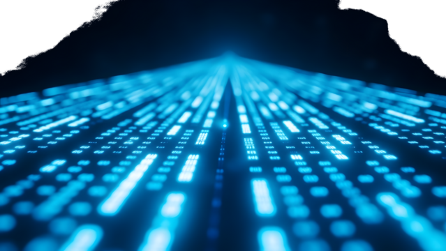 Glowing Blue Digital Grid isolated on a transparent background