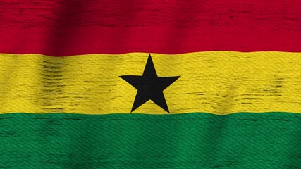 Ghana grunge flag waving background with seamless loop