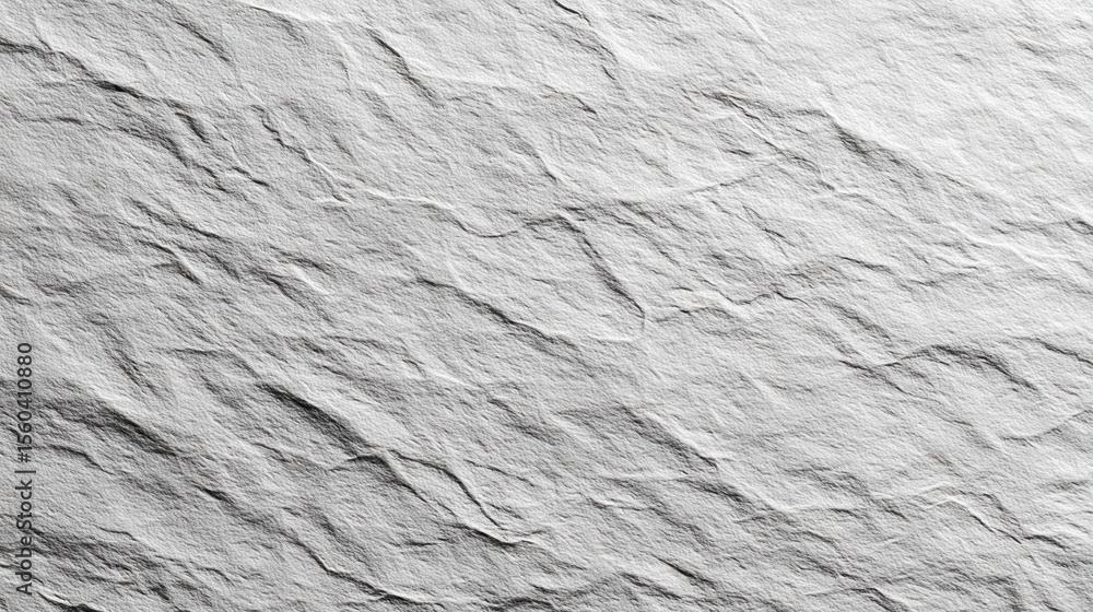 Poster high angle view of wrinkled white paper showing light and shadow across the surface and folds for us