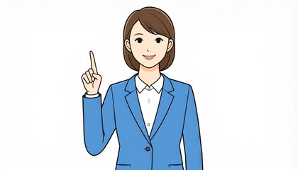 指を上に指すビジネスウーマンのイラスト