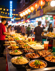 Vibrant street food night market experience urban city culinary delights lively atmosphere street view food culture exploration