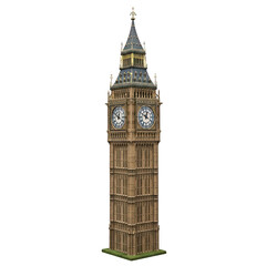 Detailed Brown Illustration Of Big Ben Clock Tower Isolated Transparent Background