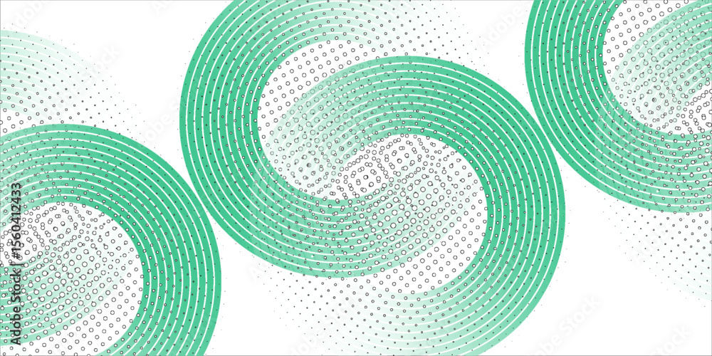 Aufkleber green white abstract background overlap layer on bright space with circles effect decoration. modern