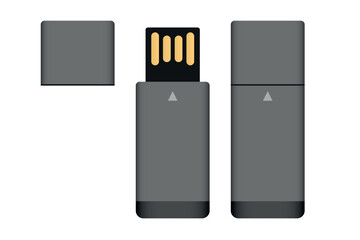 USB Flash Drive Didgital Key Vector Mockup