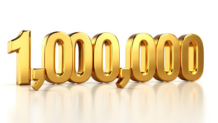 Golden Million Number isolated on a transparent background