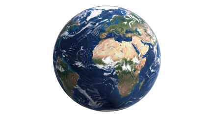 Fototapeta premium Earth Globe Depicting Continents Oceans and Clouds Against a Dark Background Illustrating Global Geography Isolated Transparent Background