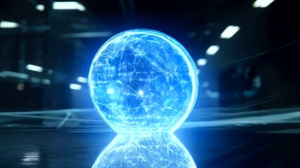 Holographic globe of the Earth in a server room - Powered by Adobe